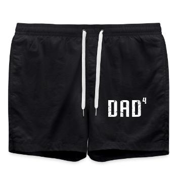 VATER von 4, Vatertag, Vater von vier Kindern, witzig - Badeshorts - Schwarz - Vorne - AI Model Male 185 light (185cm)