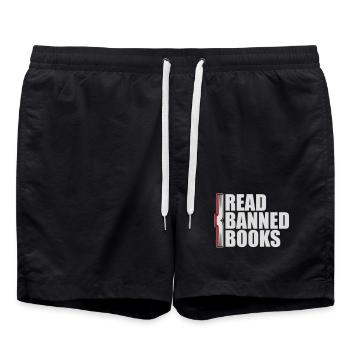 Lire des livres interdits Verbotene Bücher Lesen Freiheit - Short de bain - noir - Devant - AI Model Male 185 light (185cm)