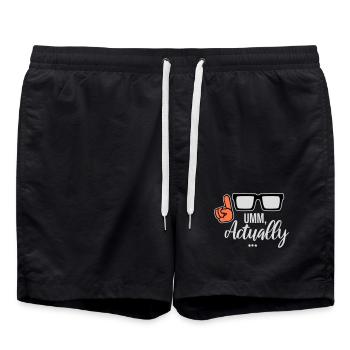 Um Actually Lustig Nerd Klugscheißer Spruch Logo - Badeshorts - Schwarz - Vorne - AI Model Male 185 light (185cm)