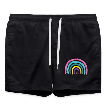 Arc-en-ciel aux couleurs de cœur des années 90 - Short de bain - noir - Devant - AI Model Male 185 light (185cm)