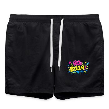 90er Boom Comic Explosion - Badeshorts - Schwarz - Vorne - AI Model Male 185 light (185cm)