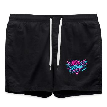 80s Vibes Neon Retro - Badeshorts - Schwarz - Vorne - AI Model Male 185 light (185cm)