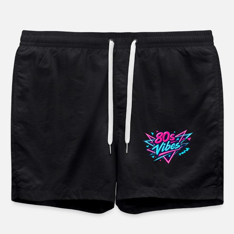 80s Vibes Neon Retro - Swim Trunks - black