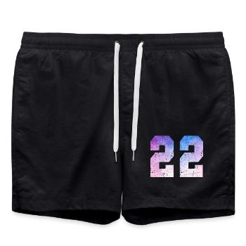 Ausgabe 22 – 22. Jubiläumsgeschenk - Badeshorts - Schwarz - Vorne - AI Model Male 185 light (185cm)