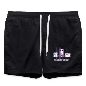 Vergiss niemals Nostalgie für Retro-VHS-Diskettenkassetten - Badeshorts - Schwarz - Vorne - AI Model Male 185 light (185cm)