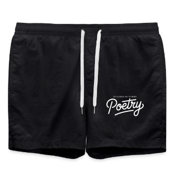 Lettrage à la main pour la Journée de la Poésie - Short de bain - noir - Devant - AI Model Male 185 light (185cm)