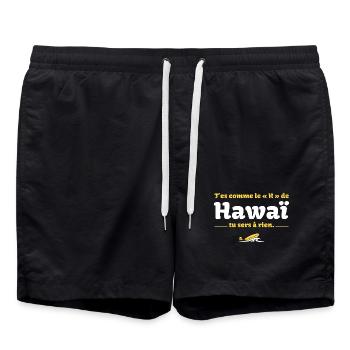 T'es comme le H de HawaÏ, tu sers à rien - Culte - Short de bain - noir - Devant - AI Model Male 185 light (185cm)
