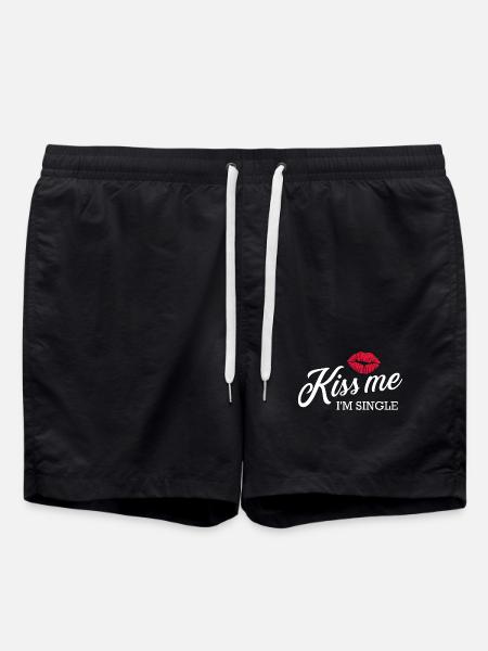 Kiss Me I'm Single Lipstick Kiss Tee - Swim Trunks - black