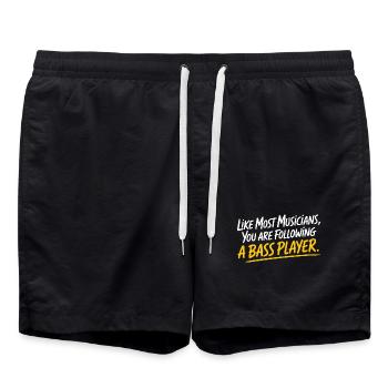Bassiste Following A Bass Band, Bassspieler - Short de bain - noir - Devant - AI Model Male 185 light (185cm)