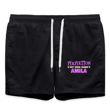 Frauenname Amila - Badeshorts - Schwarz - Vorne - AI Model Male 185 light (185cm)