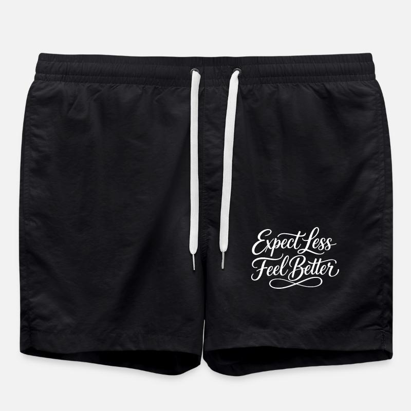 Sarcasm – Expect less, feel better – Lu - Swim Trunks - black