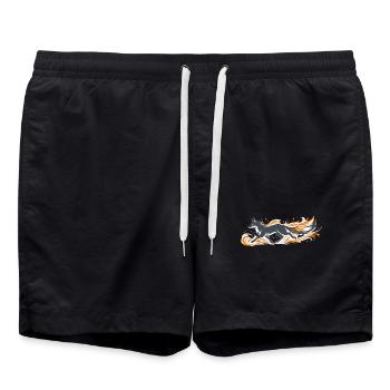 Renard enflammé en vol de feu - Short de bain - noir - Devant - AI Model Male 185 light (185cm)