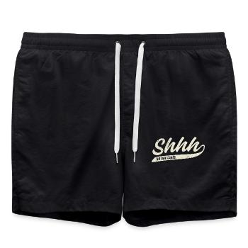 Pssst... Niemanden interessiert sich - Badeshorts - Schwarz - Vorne - AI Model Male 185 light (185cm)