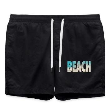 Tropische BEACH Ozean-Text-Vibe - Badeshorts - Schwarz - Vorne - AI Model Male 185 light (185cm)