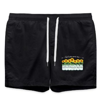 Jésus chrétien inspirant de tournesols - Short de bain - noir - Devant - AI Model Male 185 light (185cm)