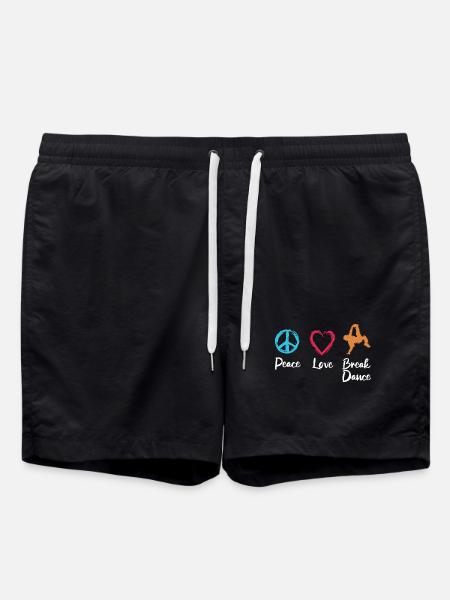 Peace Love Breakdance - Swim Trunks - black
