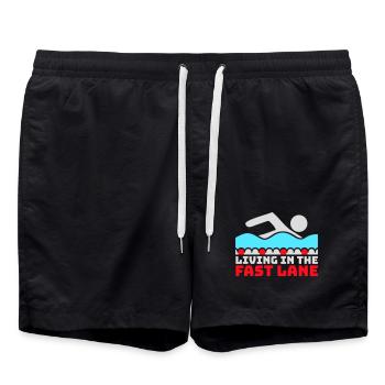 La vie dans la piscine flottante à toute vitesse, drôle de diction - Short de bain - noir - Devant - AI Model Male 185 light (185cm)