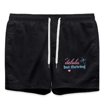 Delhu Thriving Script Logo - Badeshorts - Schwarz - Vorne - AI Model Male 185 light (185cm)