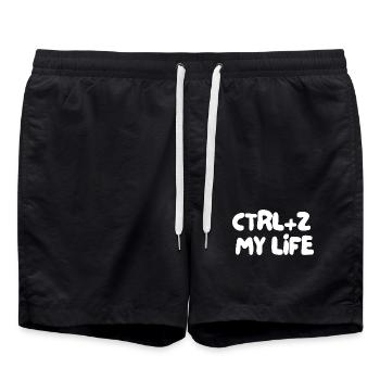 STRG+Z, MEIN LEBEN - Badeshorts - Schwarz - Vorne - AI Model Male 185 light (185cm)