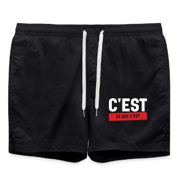 C'est Ce Que C'est Stoïque Humour Français - Short de bain - noir - Devant - AI Model Male 185 light (185cm)
