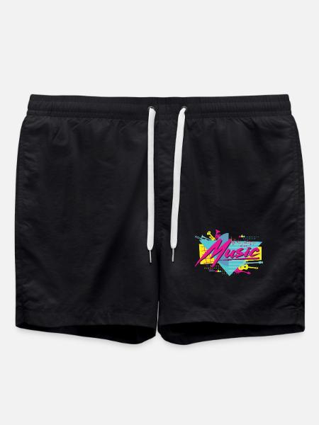 Neon Music Retro Vibe - Swim Trunks - black