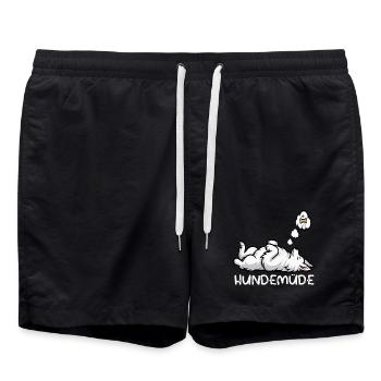 Hundemüde Weißer Schäferhund Schäferhundbesitzer - Badeshorts - Schwarz - Vorne - AI Model Male 185 light (185cm)