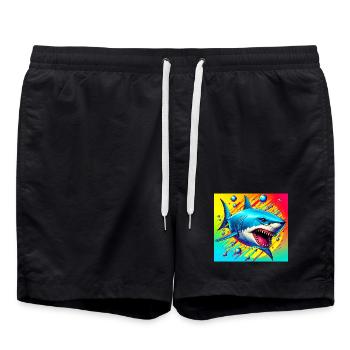 Requin - Short de bain - noir - Devant - AI Model Male 185 light (185cm)