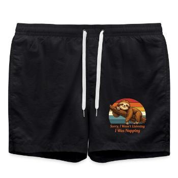 Lazy Sloth Shirt I Was Napping Funny - Badeshorts - Schwarz - Vorne - AI Model Male 185 light (185cm)
