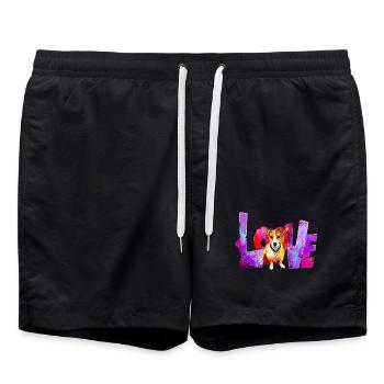Love Dog Geschenk für Jack Russell Besitzer - Badeshorts - Schwarz - Vorne - AI Model Male 185 light (185cm)