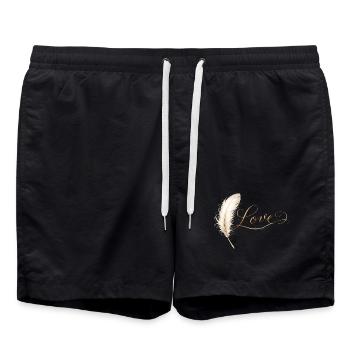 Love Lettering avec un design élégant en plumes - Short de bain - noir - Devant - AI Model Male 185 light (185cm)