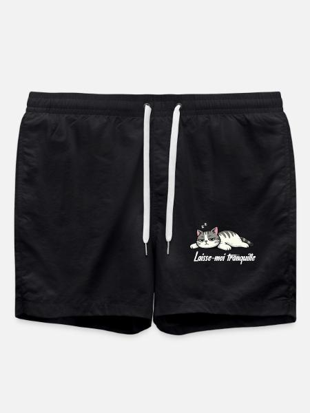 T-shirt Chat Laisse-moi tranquille drôle - Short de bain - noir