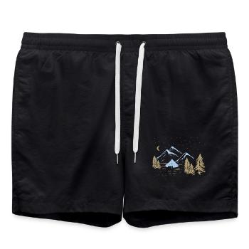 Nacht-Bergcamping-Szene - Badeshorts - Schwarz - Vorne - AI Model Male 185 light (185cm)