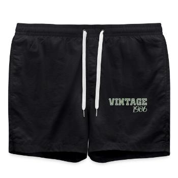 40 Jahre 1986 Vintage Retro Geburtstagsgeschenk - Badeshorts - Schwarz - Vorne - AI Model Male 185 light (185cm)