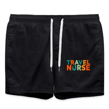 Logo de l’infirmière itinérante - Short de bain - noir - Devant - AI Model Male 185 light (185cm)