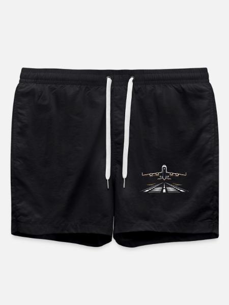 Airplane Flight Pilot Airplane Airline - Swim Trunks - black