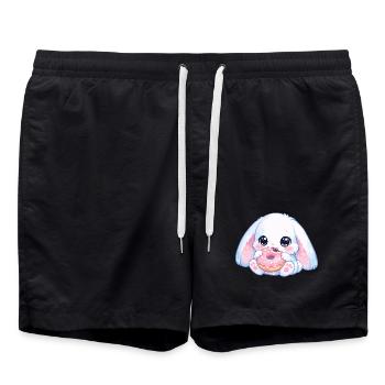 Kawaii Hase mit Donut - Badeshorts - Schwarz - Vorne - AI Model Male 185 light (185cm)