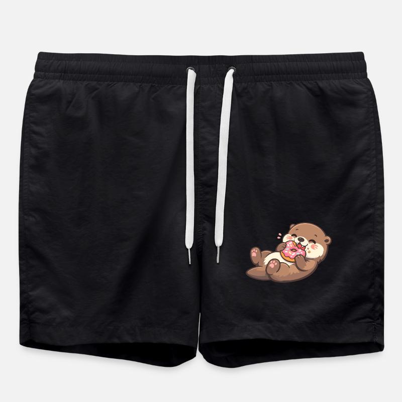 Cuddly bear with donut - Swim Trunks - black