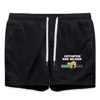 Motivation wird geladen Faultier Faultiermotiv - Badeshorts - Schwarz - Vorne - AI Model Male 185 light (185cm)