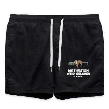 Motivation wird geladen Faultier Faultiermotiv - Badeshorts - Schwarz - Vorne - AI Model Male 185 light (185cm)