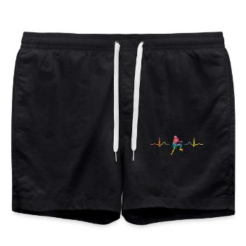Boulderer Herzschlag Boulder Bouldern - Badeshorts - Schwarz - Vorne - AI Model Male 185 light (185cm)