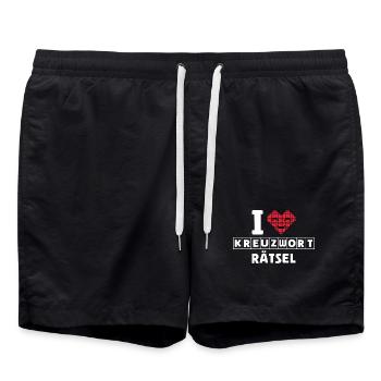 I Love Kreuzwort Rätsel Pixelkunst - Badeshorts - Schwarz - Vorne - AI Model Male 185 light (185cm)