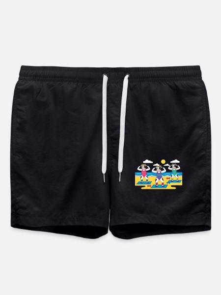 Cow Yoga Beach - Swim Trunks - black