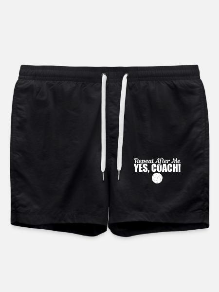 Repeat After Me Yes Coach - Swim Trunks - black