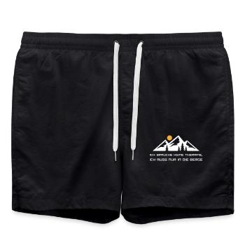 Keine Therapie ich muss in die Berge Wandern Desig - Badeshorts - Schwarz - Vorne - AI Model Male 185 light (185cm)