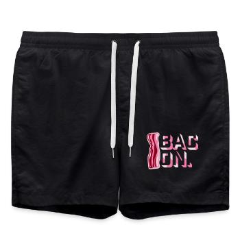 Bacon Speck Lebensmittel Lustig Fleisch Foodie - Badeshorts - Schwarz - Vorne - AI Model Male 185 light (185cm)