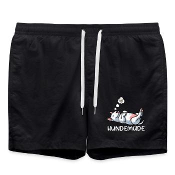 Hundemüde Miniatur Bullterrier Bully Bullterrier - Badeshorts - Schwarz - Vorne - AI Model Male 185 light (185cm)