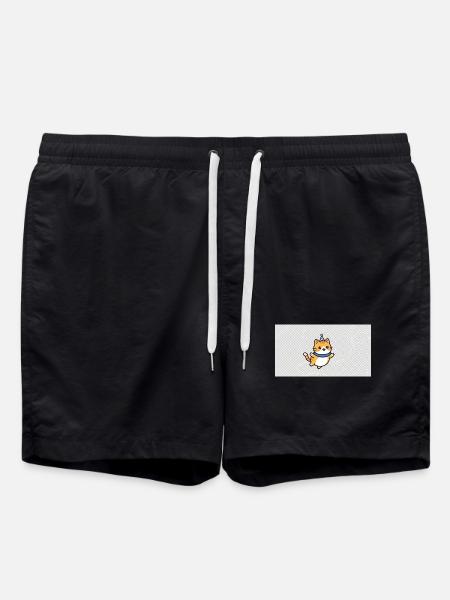 Festive kitten with blue hat - Swim Trunks - black