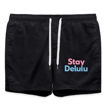 Restez Delulu Typographie Motivationnelle Mignonne - Short de bain - noir - Devant - AI Model Male 185 light (185cm)