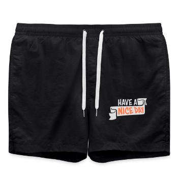 Bonne journée : Expression sarcastique drôle mignonne - Short de bain - noir - Devant - AI Model Male 185 light (185cm)