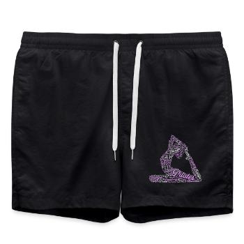 Pilates Wordcloud Core Balance Kraft Fitness - Badeshorts - Schwarz - Vorne - AI Model Male 185 light (185cm)